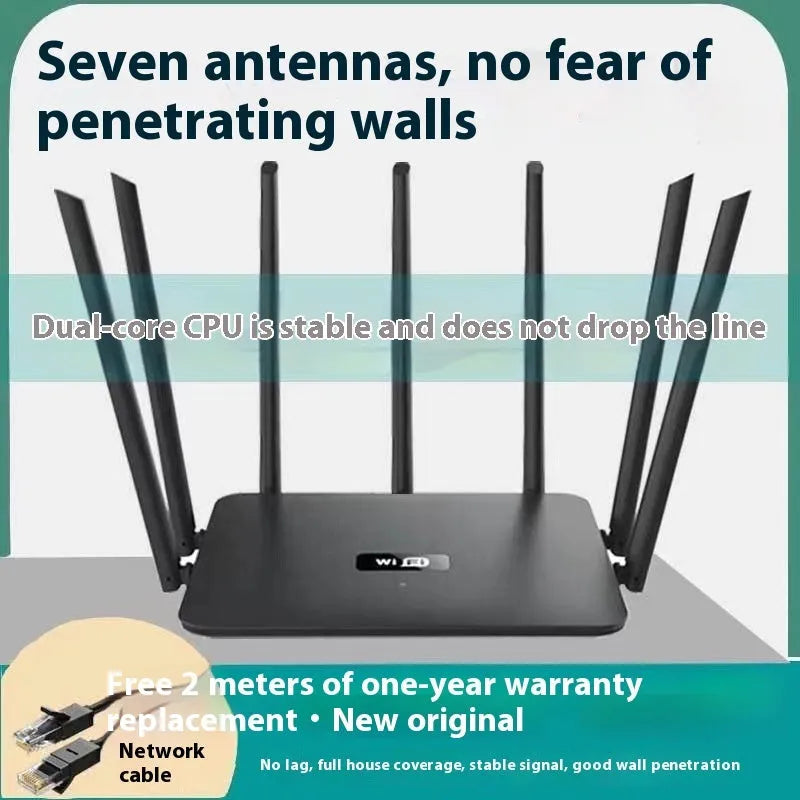 Dual-band Gigabit WiFi router with adjustable antennas in black or white colour options