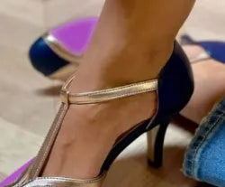 Women's round toe high heel shoes with button closure in artificial PU leather, available sizes 34-43