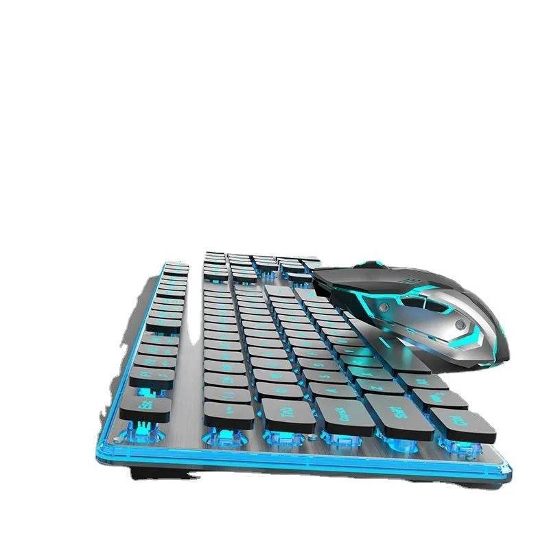 Wireless Bluetooth keyboard with mute button and blue backlight in compact design