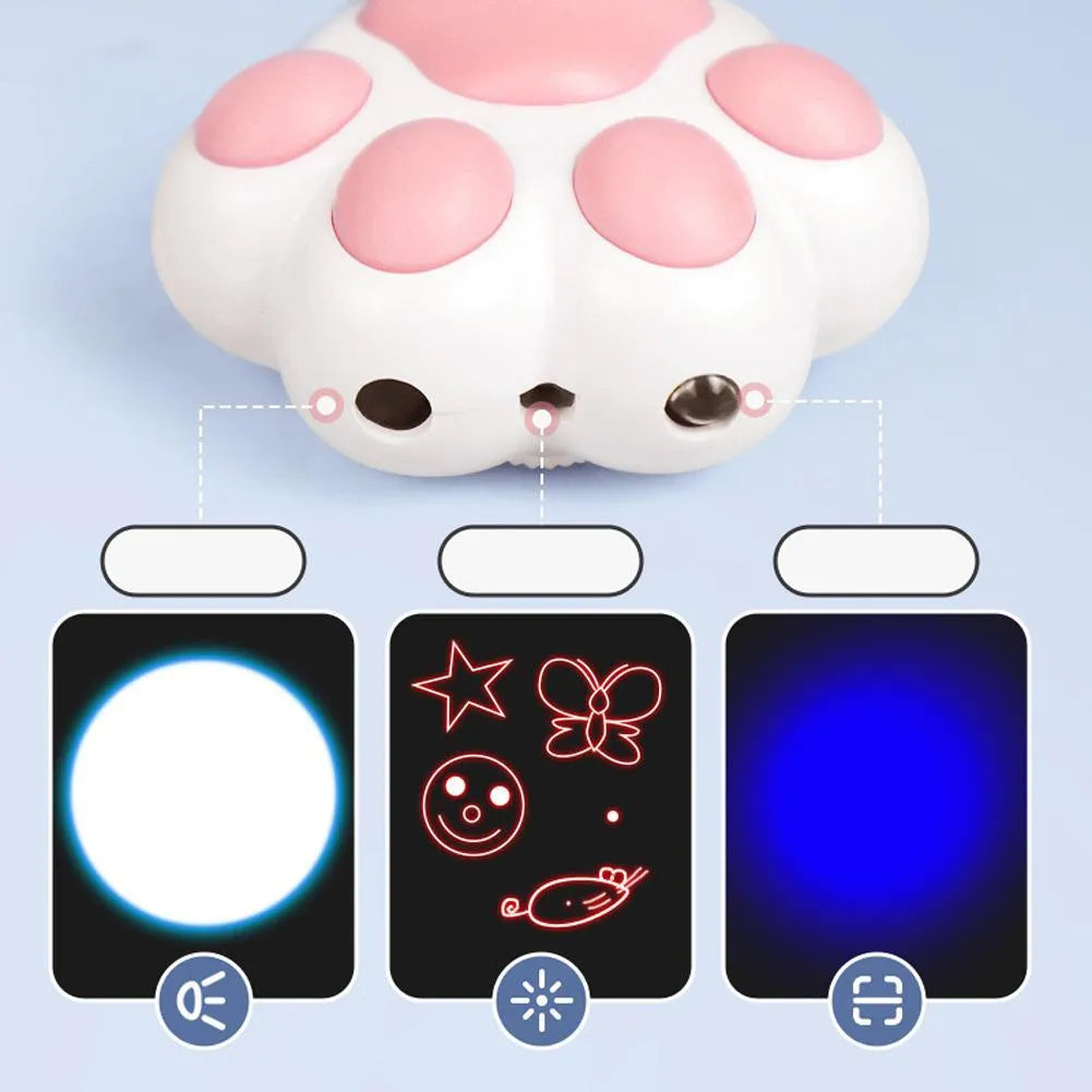 Infrared cat teaser toy with key chain lighting features showing black and pink colour options