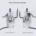 Motorcycle carburetor assembly with flat suction plunger design in Ba Jia and PE26 specifications