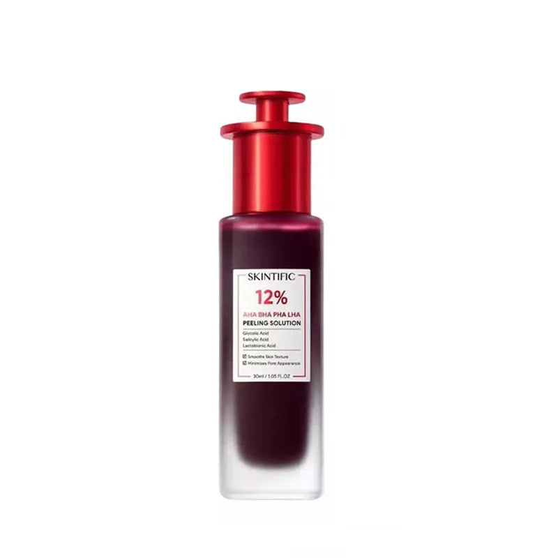 Facial exfoliating essence bottle in two sizes: 30ml Type A and 35ml Type B variants