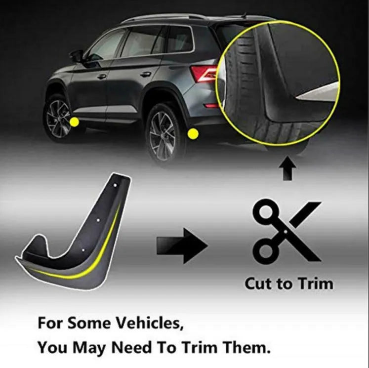 Black plastic universal car mudguard splash board measuring 25x22x7cm