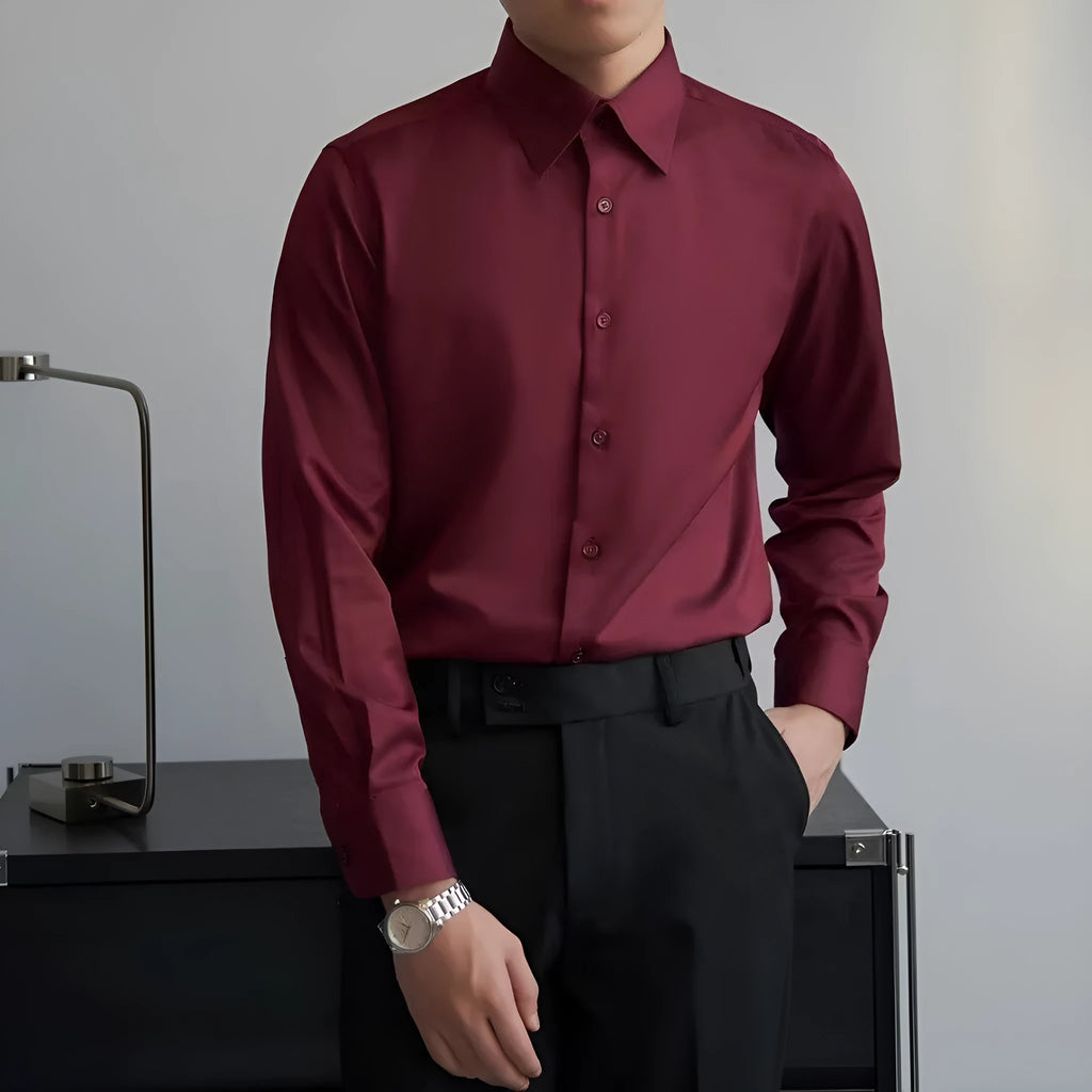 Men's black long sleeve loose fit cardigan shirt in Korean style with Japanese retro design details