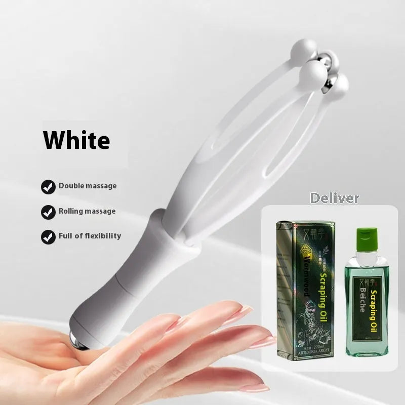 Blue and white finger massager with steel ball rollers for hand joint care