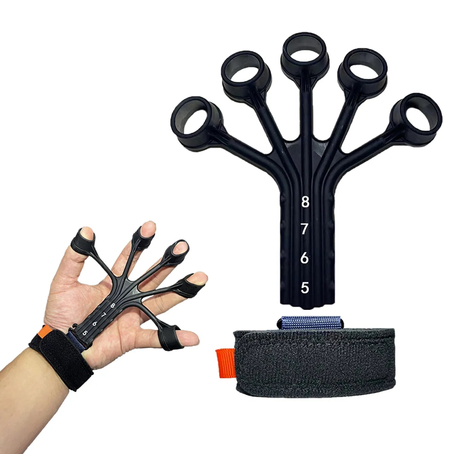 Silicone finger rehabilitation trainer with tension ropes and adjusting belts for abdominal exercises
