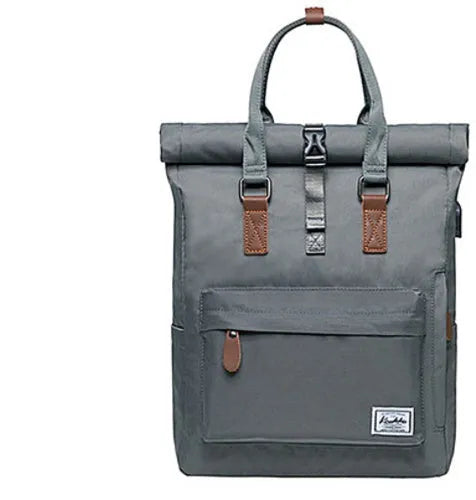 Casual polyester backpack with computer compartment shown in dark grey colour