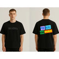 Summer loose short sleeves polyester T-shirt in black and white for men and women round neck
