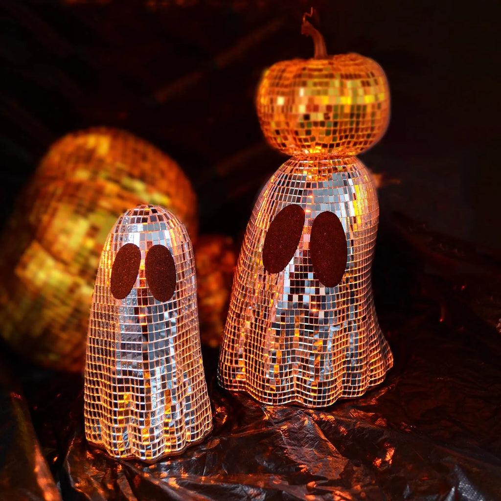 Silver mosaic mirror Halloween ghost decoration with inlaid glass surface