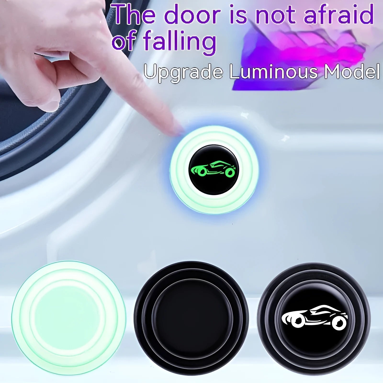 Silicone car door shock pads in black and luminous options with 20mm thickness