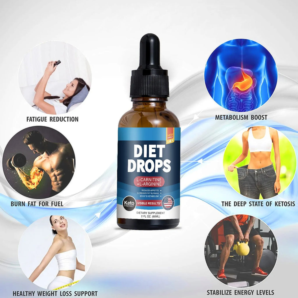60ml bottle of ketone drops dietary supplement liquid.
