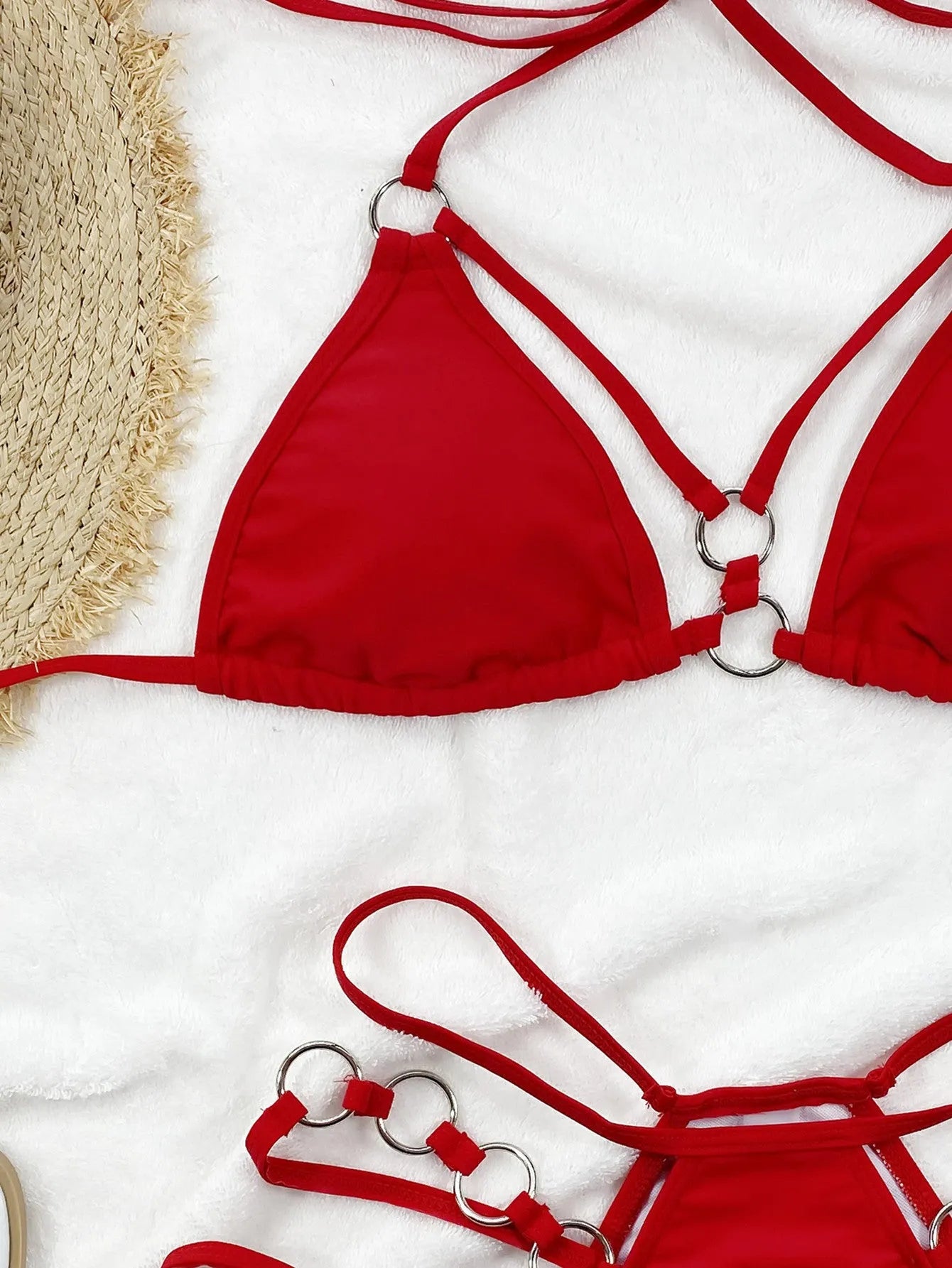 Women's separated bikini swimwear set in nylon fabric showing colour options