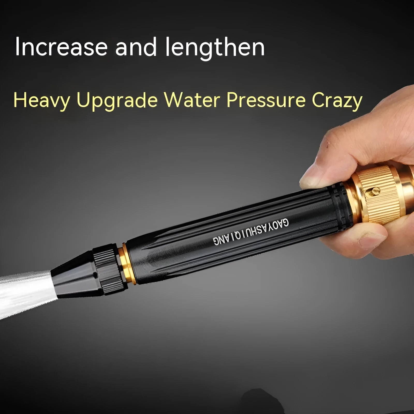 Black diamond alloy car washing gun measuring 17.7 cm with straight spray nozzle