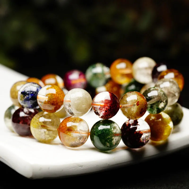 Crystal bracelet with colourful ghost cornucopia design and 10mm spherical beads