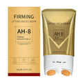 Roller neck cream container measuring 8.8cm wide with 120g firming moisturiser for wrinkle reduction