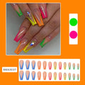 Diamond colour French press-on nail tips with cartoon love cross heart pattern and jelly glue adhesive