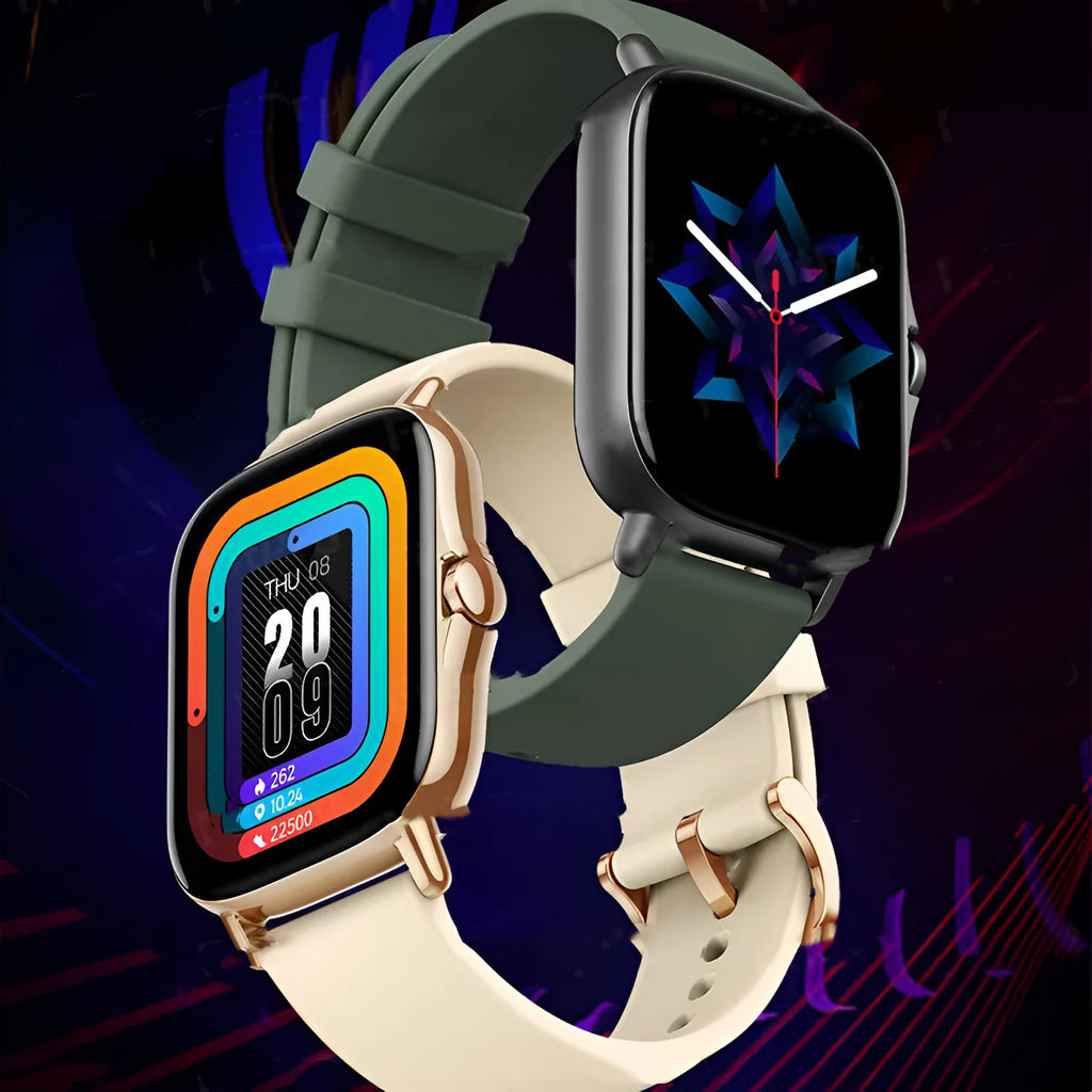 GT20 smart watch with black alloy case and silicone strap showing touch screen