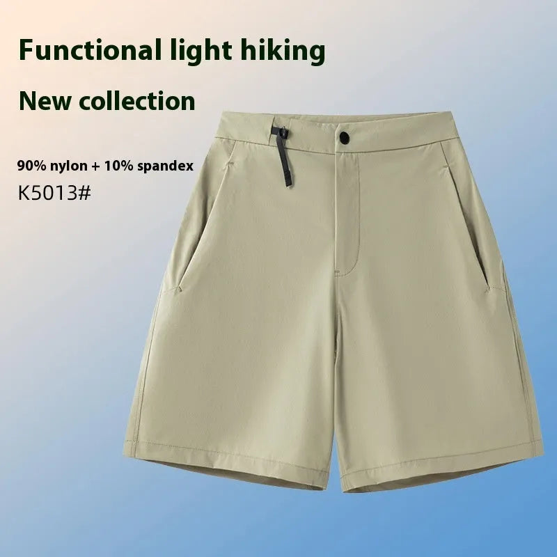 Men's solid colour quick-drying sports shorts with a 3D elastic cut for running and climbing.