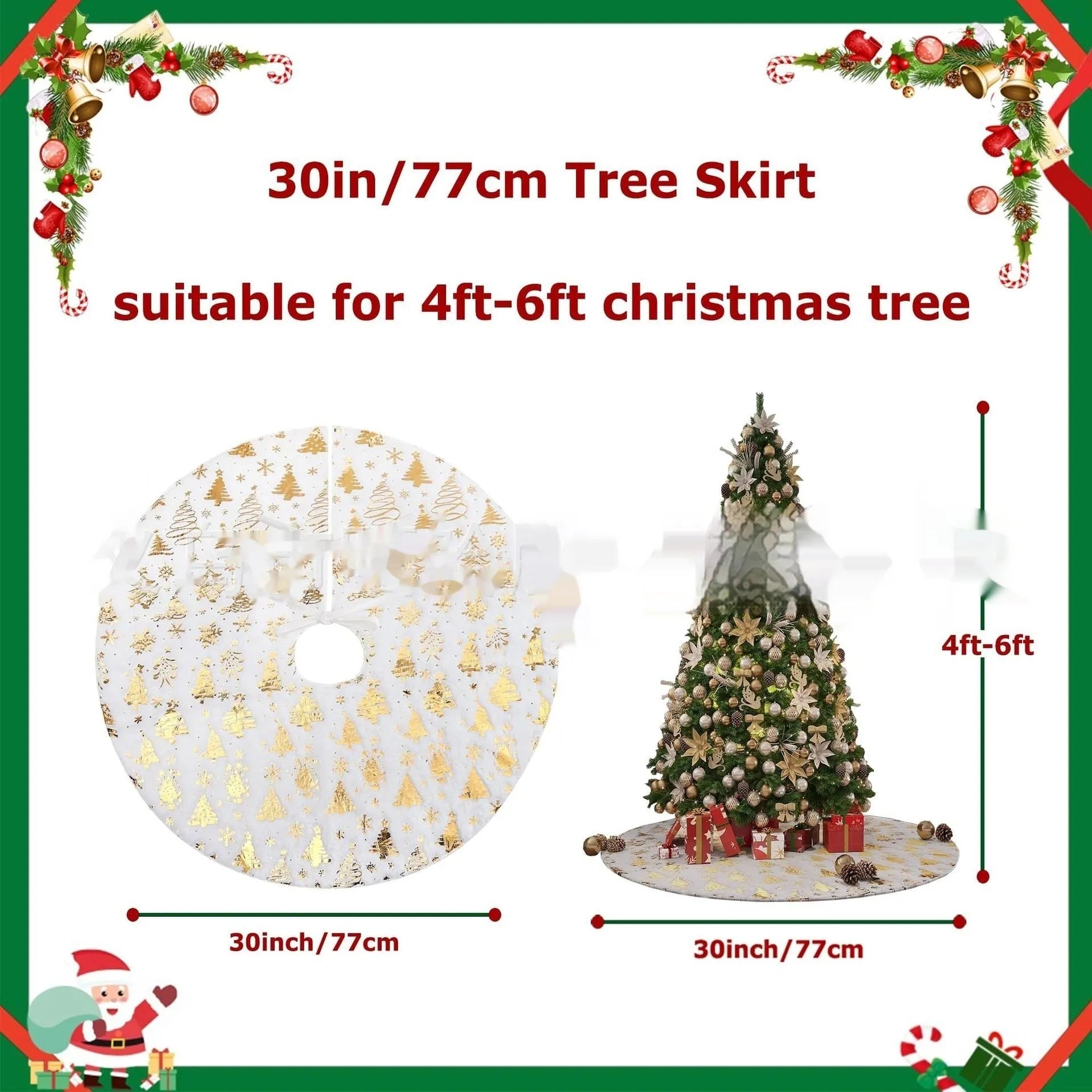 Christmas tree plush group mat with snowflake and cedar decorative designs in multiple sizes
