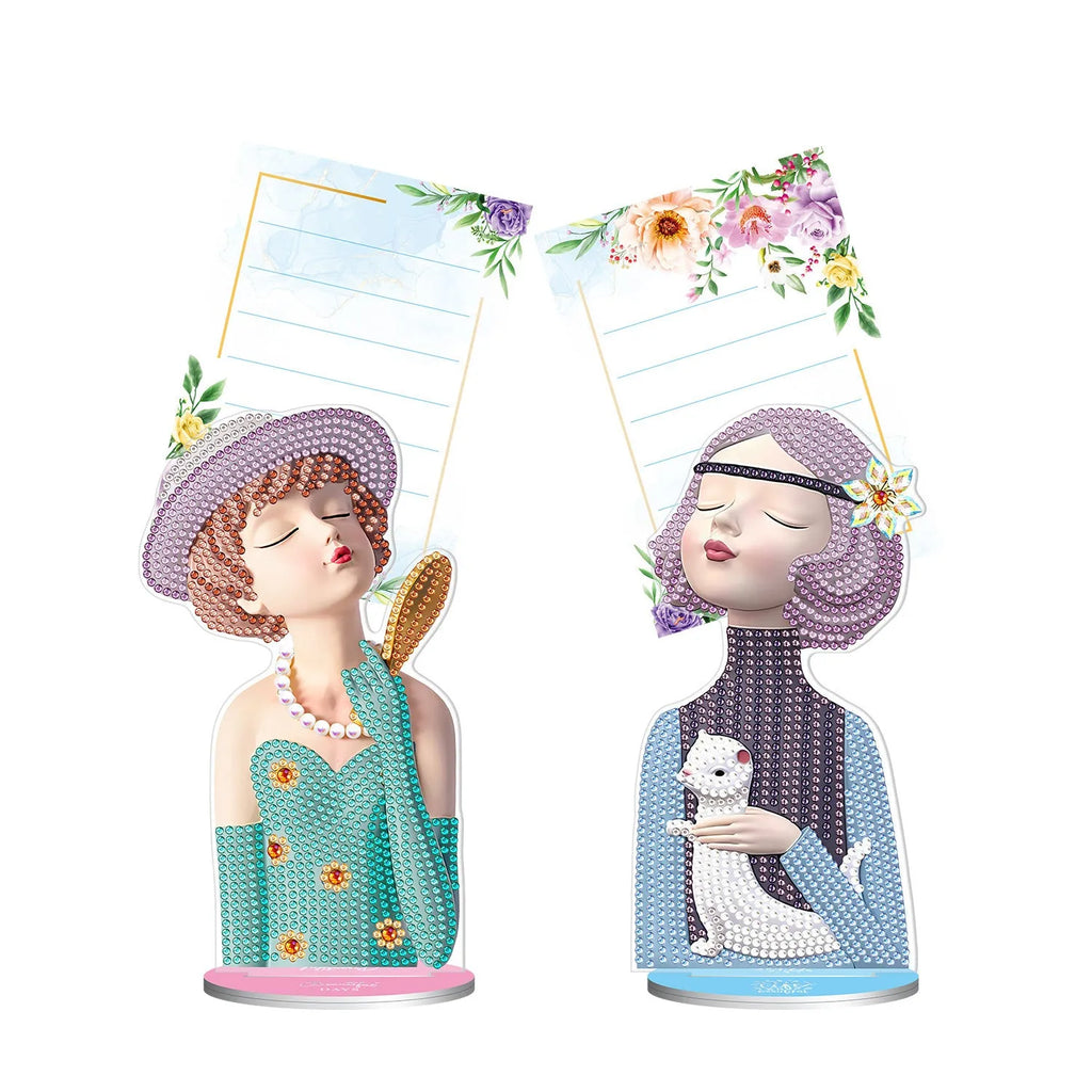 American style handmade diamond painting desktop decoration with note clip, frameless design