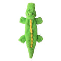 Green crocodile squeaky dog toy with no stuffing, crinkle paper tail, for aggressive chewers