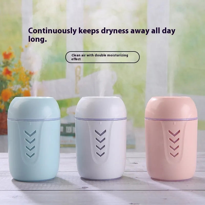 Round portable air purifier in blue colour with USB cable for vehicle, home, and office use