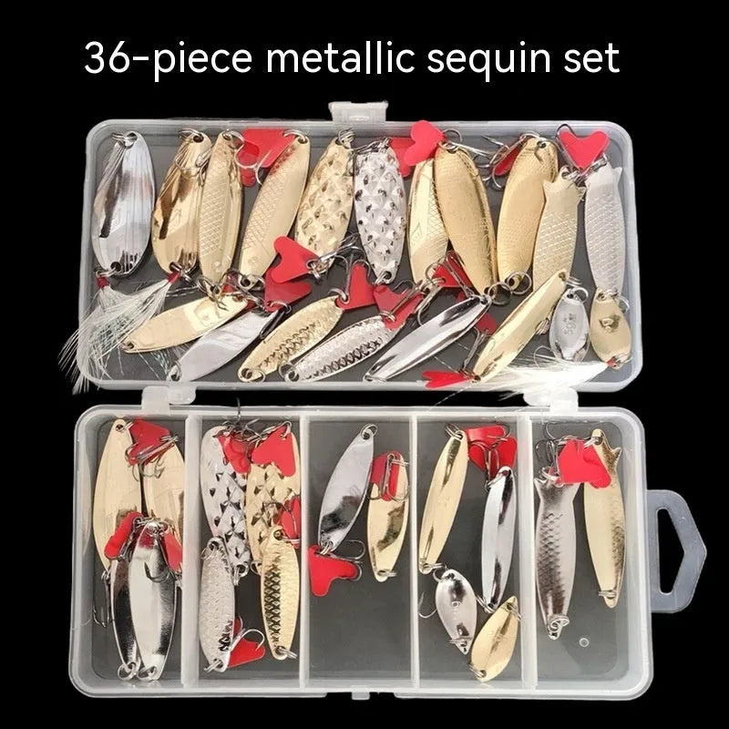 Pineapple sequin design fishing lure on metal box iron frame, gold and silver colour options