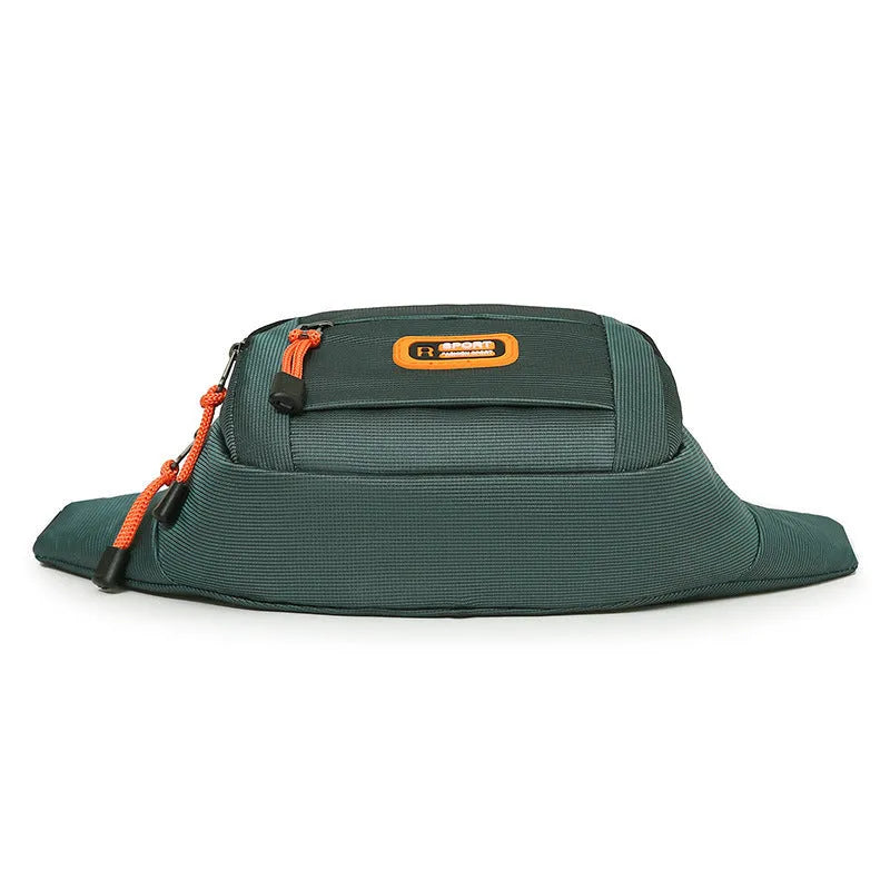Large nylon slanted chest bag in black, shown from the front, suitable for cycling or hiking.