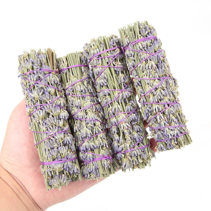 Natural dried lavender flower aromatherapy stick measuring approximately 4 inches.