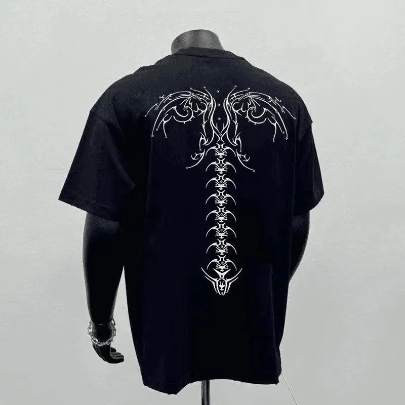 Men's loose fit cotton T-shirt with printed letter detail in white or black colours