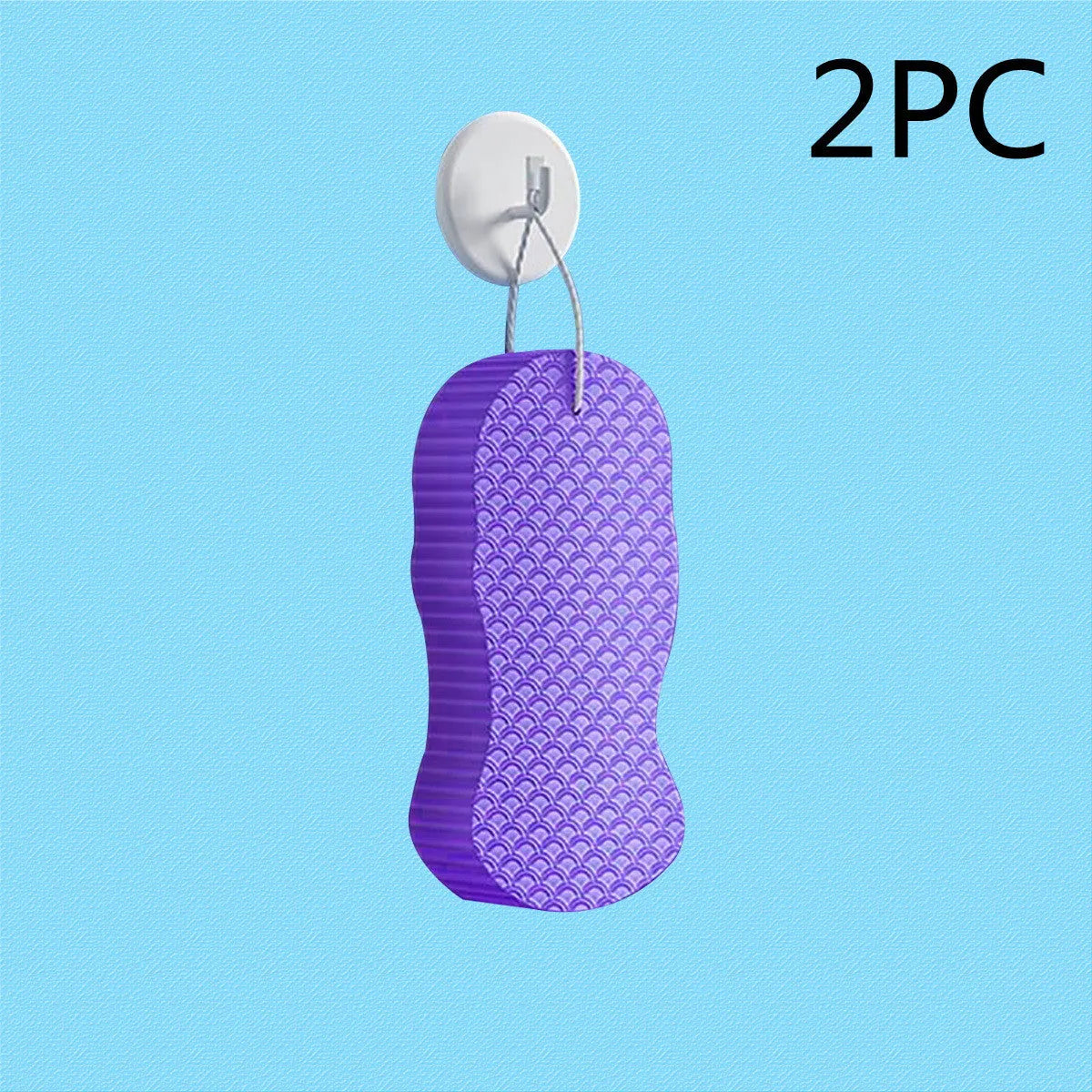 3D white bath sponge with fish scale pattern for gentle body exfoliation.