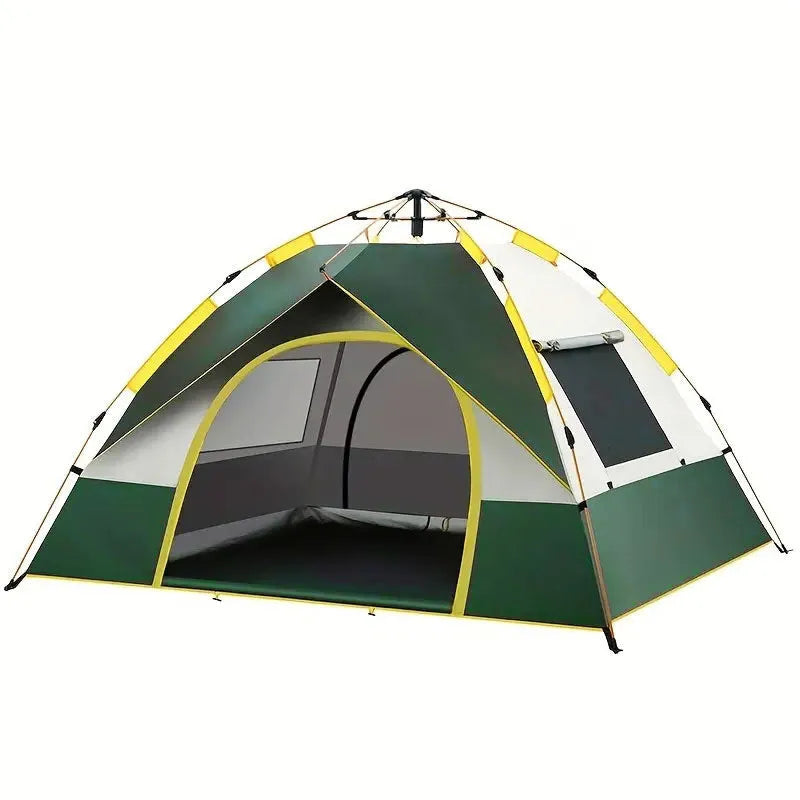 Dark Green Silver Glue automatic pop-up camping tent for 3-4 people with ground nails