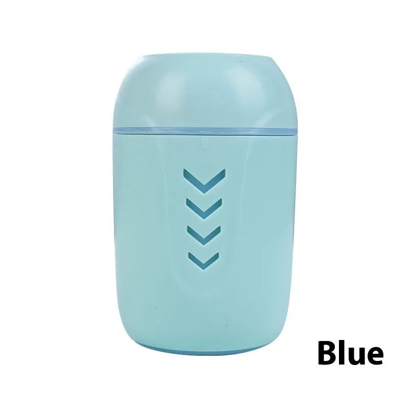 Round portable air purifier in blue colour with USB cable for vehicle, home, and office use