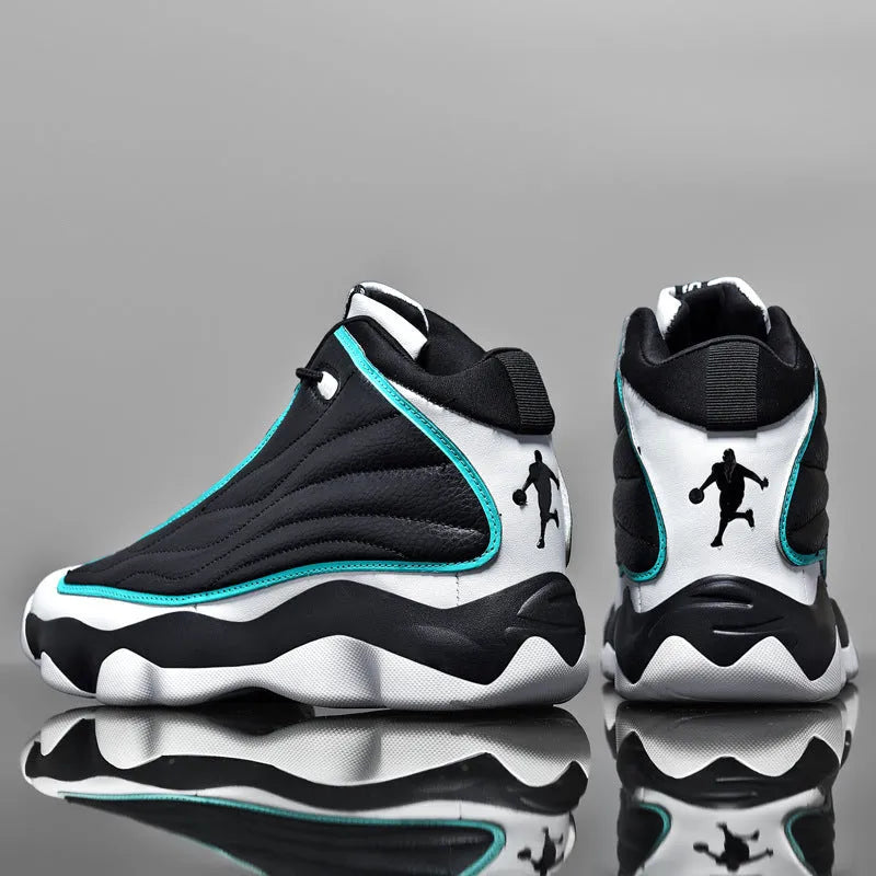 Men's AJ13 mesh basketball shoes with thick rubber sole in white red colour option
