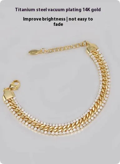 Gold tennis bracelet with hip hop styling for men and women