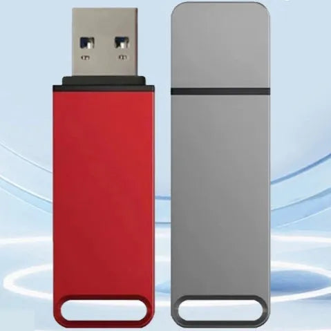 Metal USB flash drive in black, red, or silver colour with capacity options from 1TB to 16TB
