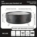 Portable stainless steel barbecue grill with detachable design and storage bag for camping.