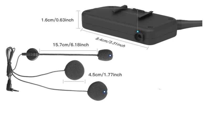 V6pro motorcycle helmet Bluetooth intercom unit with mounting clip and charging cable