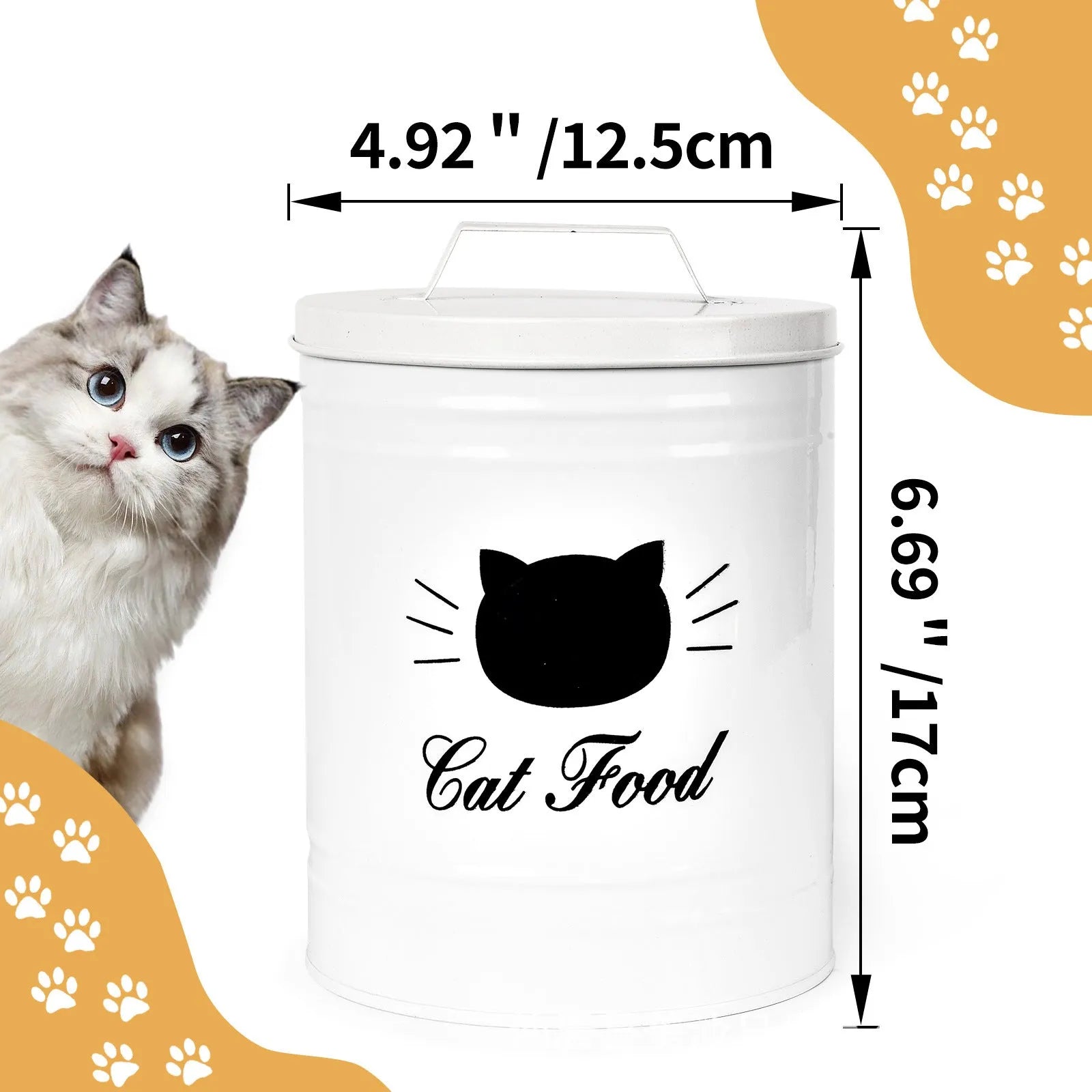 Round black and white household storage can with iron sheet construction and independent inner box.