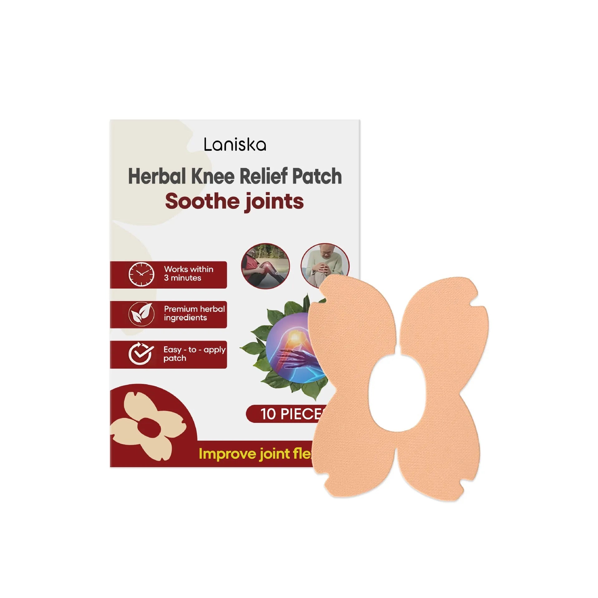 LANISKA Herbal Moxa Leaf and Menthol Joint Nourishing Adhesive Bandage 10-piece set with box.