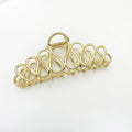 Large minimalist hair clip for updo hairstyles in gold electroplated alloy with tassel accents