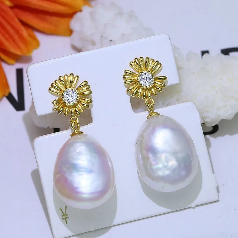 S925 sterling silver baroque flower earring frames for DIY jewellery making in gold and silver finishes