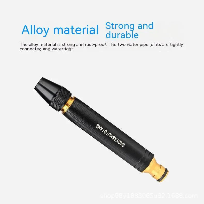 Black diamond alloy car washing gun measuring 17.7 cm with straight spray nozzle