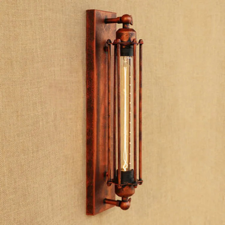 Industrial retro flute wall lamp in iron with black, bronze, rust or silver finish options