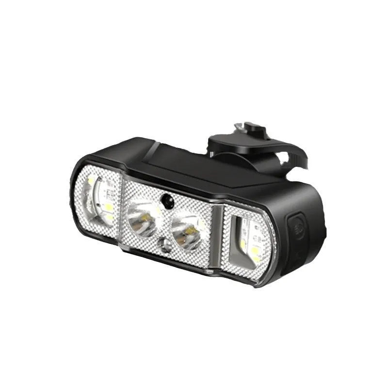 Black ABS bicycle headlight with LED lamp and rechargeable battery for cycling