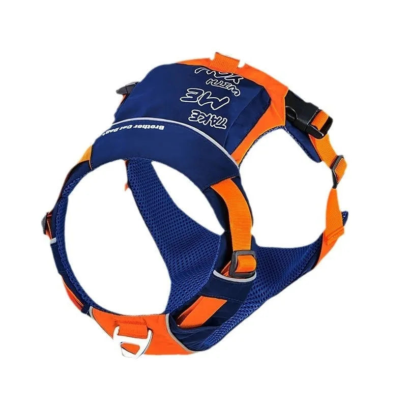 Orange blue and yellow brown nylon dog vest harness for chest strap control