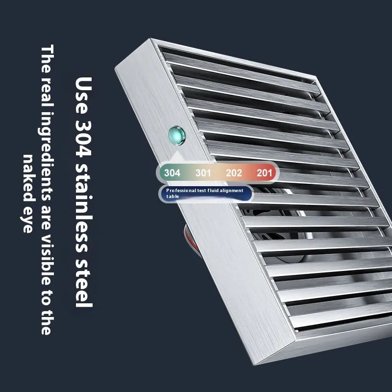 Gun grey 304 stainless steel square courtyard floor drain measuring 15x15cm.