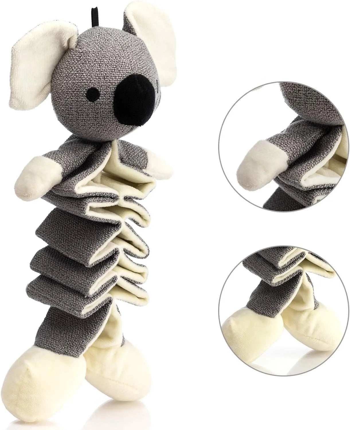 Hollypet grey koala dog squeaky toy measuring 30cm with durable cloth construction