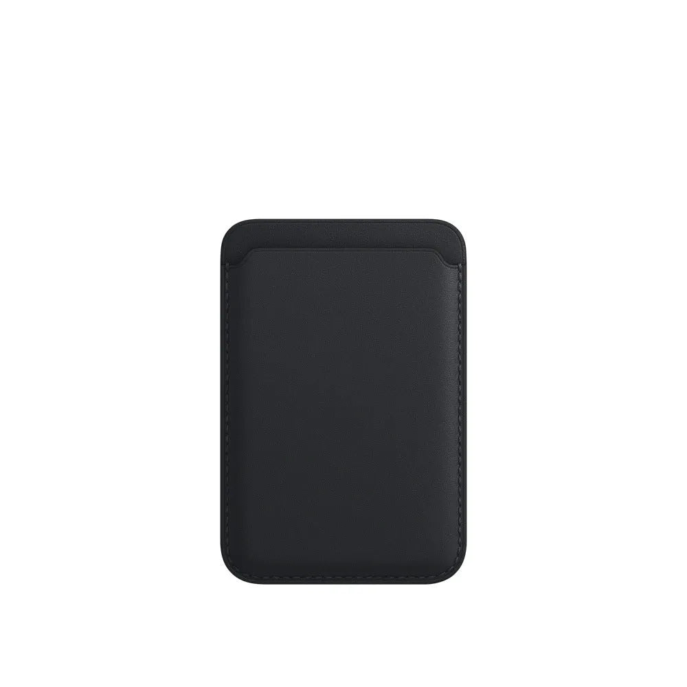 iPhone MagSafe compatible card case with magnetic holder in PU leather, shown in black colour option.