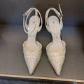 Women's hollow high heels with red sole and stiletto heel in black or silver colours